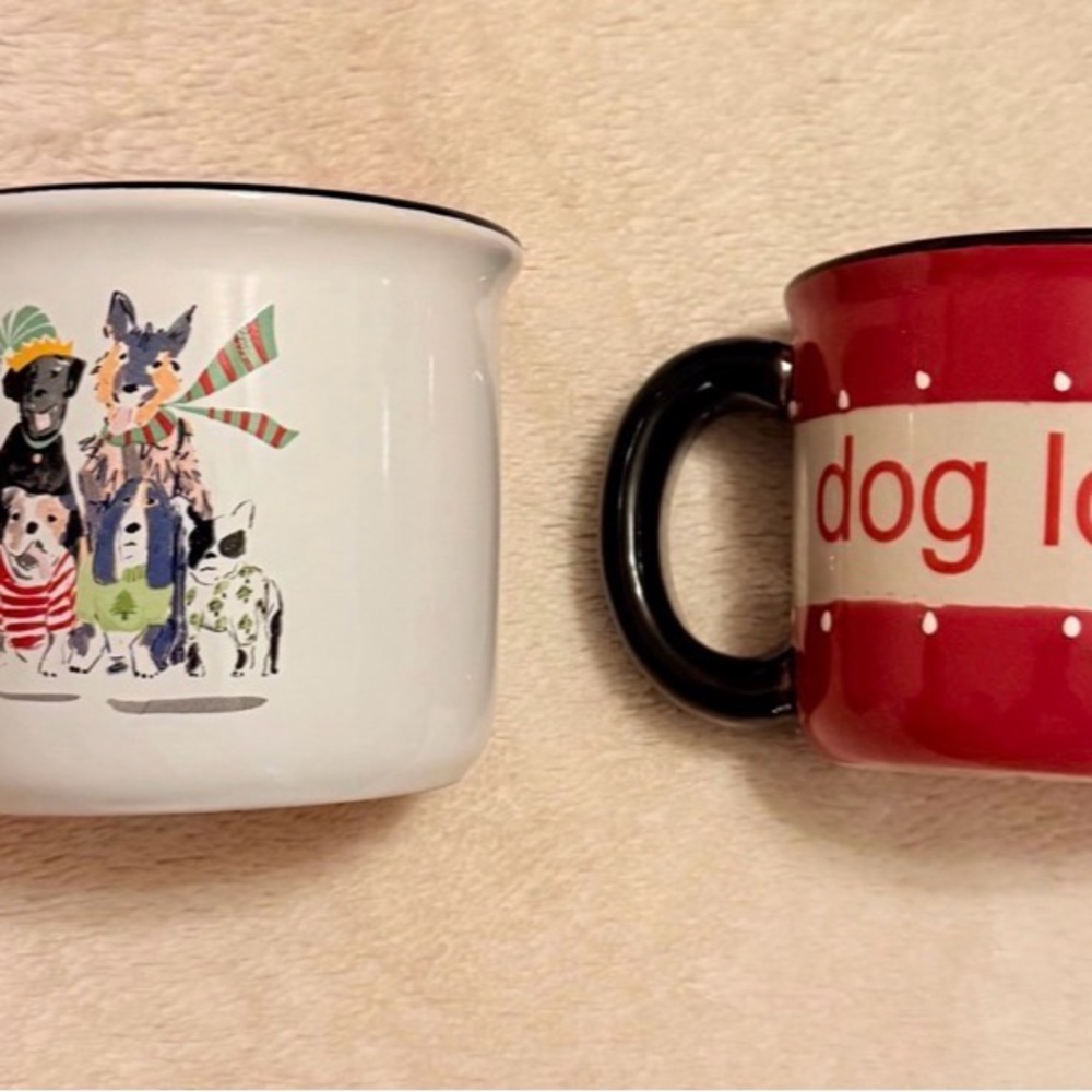 Dog Lover Ceramic Mug Set - Red and White